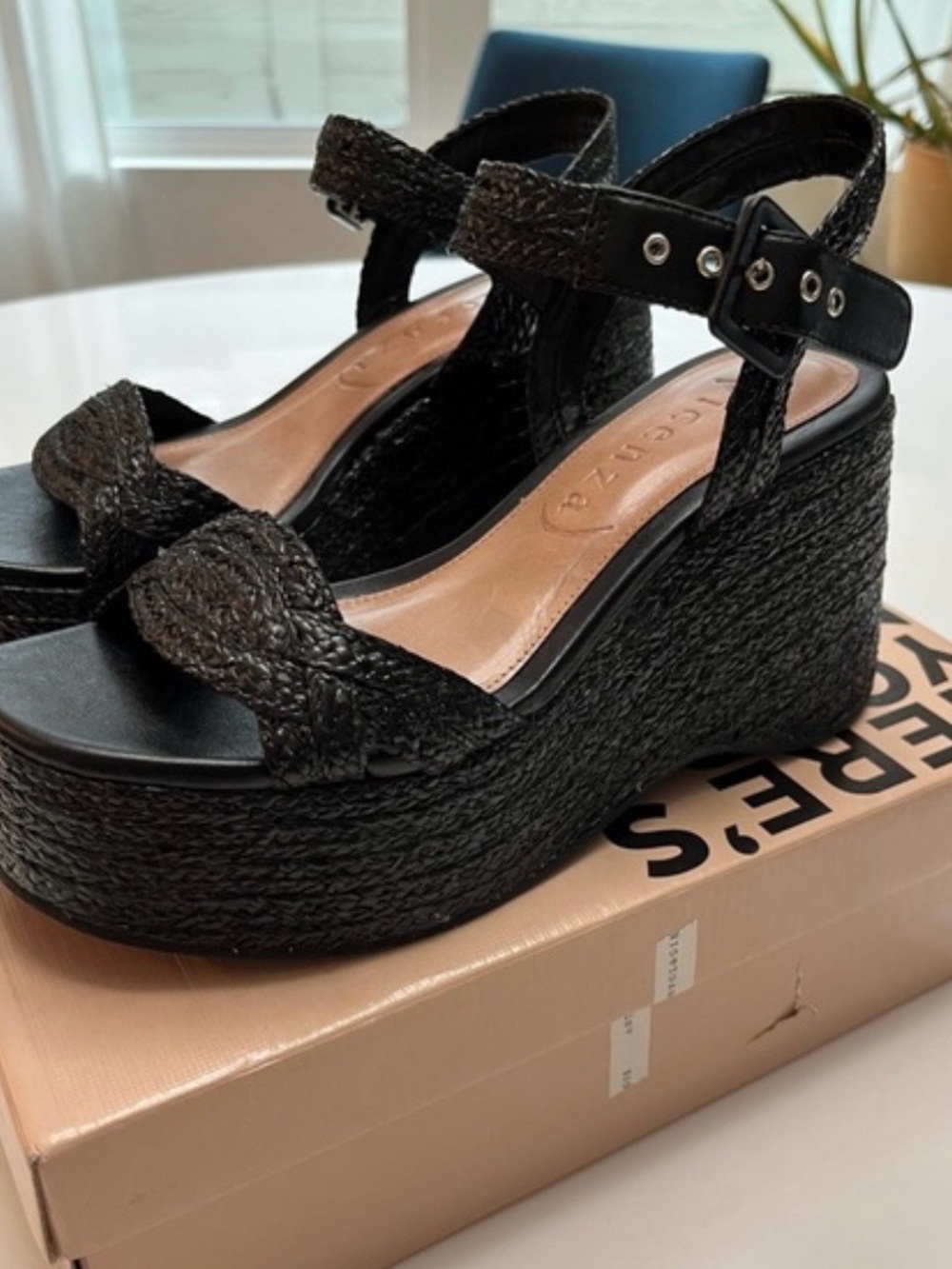 Vicenza Raffia Platform Summit Sandals with Ankle Strap from Anthropologie